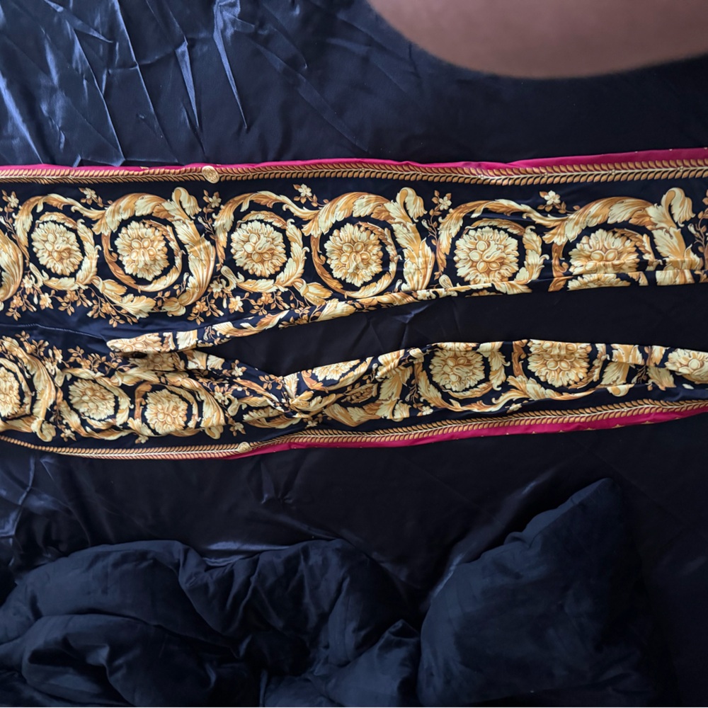 Versace Red and Gold Floral Scarf